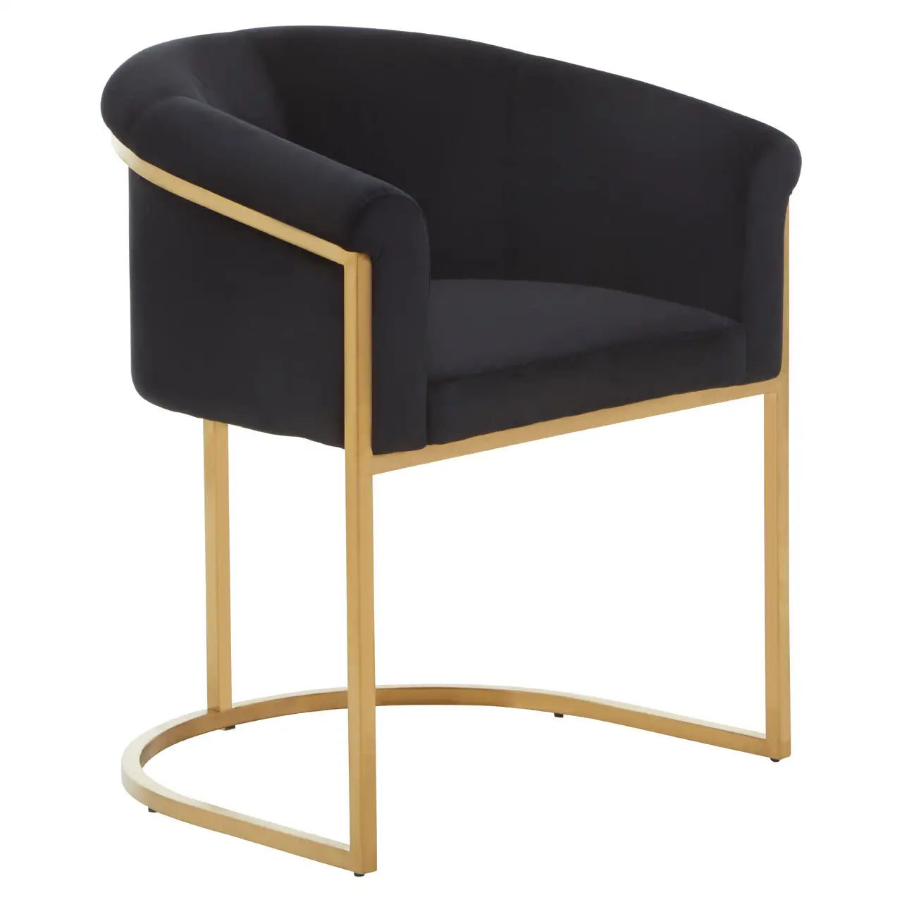 REGINA STUDIO Black Velvet And Matte Gold Dining Chair