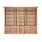 REGINA STUDIO Bodleian 3-Section Bookcase with Ladder in 100% American Oak, Colonial Style, 308 x 240 x 44 cm