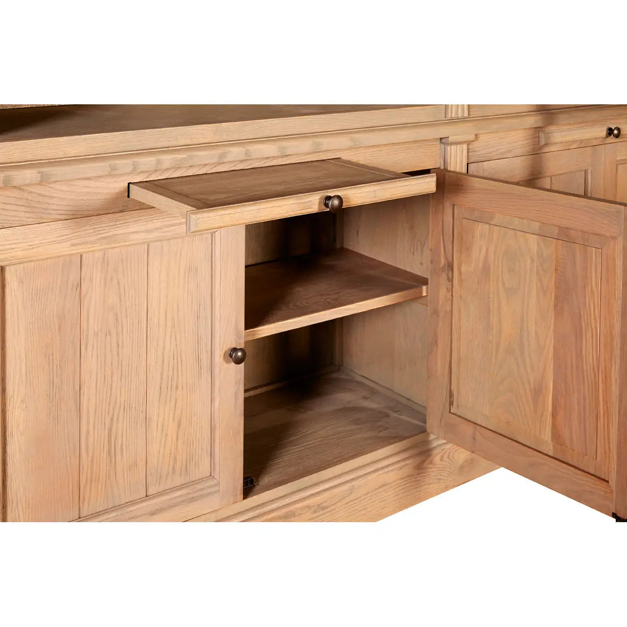 REGINA STUDIO Bodleian 3-Section Bookcase with Ladder in 100% American Oak, Colonial Style, 308 x 240 x 44 cm