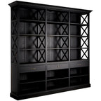 REGINA STUDIO Bodleian | 3- Section Extra Large Black Bookcase | 3- Drawers | 18 Compartments | Birch