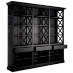 REGINA STUDIO Bodleian | 3- Section Extra Large Black Bookcase | 3- Drawers | 18 Compartments | Birch