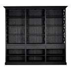 REGINA STUDIO Bodleian | 3- Section Extra Large Black Bookcase | 3- Drawers | 18 Compartments | Birch