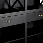 REGINA STUDIO Bodleian | 3- Section Extra Large Black Bookcase | 3- Drawers | 18 Compartments | Birch