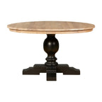 REGINA STUDIO Bodleian | Round Black Dining Table | Whitewashed Table Top | 100% Solid American Oak