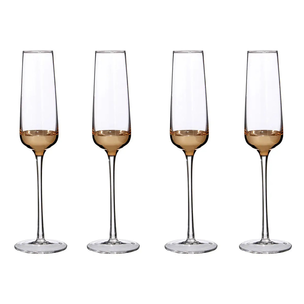 REGINA STUDIO Delilah | Hand-Blown Champagne Flutes | Gold | Set of 4