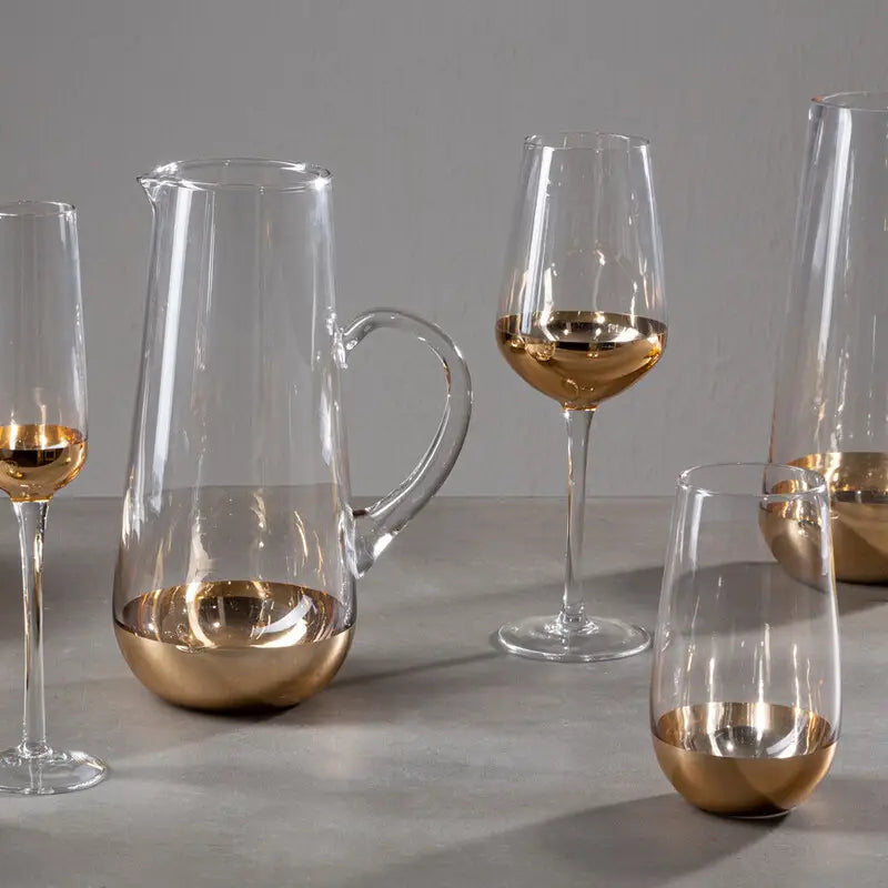 REGINA STUDIO Delilah | Hand-Blown Wine Glasses | Gold | Set of 4