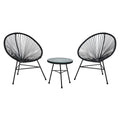 REGINA STUDIO Frank Black Rattan 3-Piece Patio Set