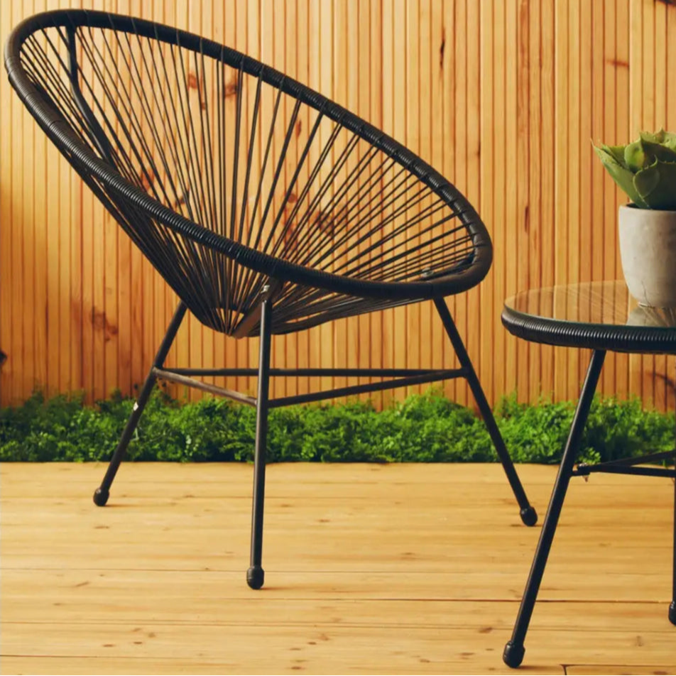 REGINA STUDIO Frank Black Rattan 3-Piece Patio Set