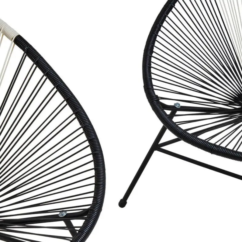 REGINA STUDIO Frank Dual Tone Rattan And Steel 3-Piece Patio Set, 2 Chairs 1 Table