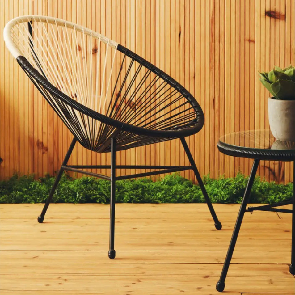 REGINA STUDIO Frank Dual Tone Rattan And Steel 3-Piece Patio Set, 2 Chairs 1 Table