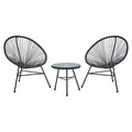 REGINA STUDIO Frank Grey Rattan And Steel 3-Piece Patio Set, 2 Chairs 1 Table