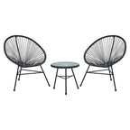 REGINA STUDIO Frank Grey Rattan And Steel 3-Piece Patio Set, 2 Chairs 1 Table