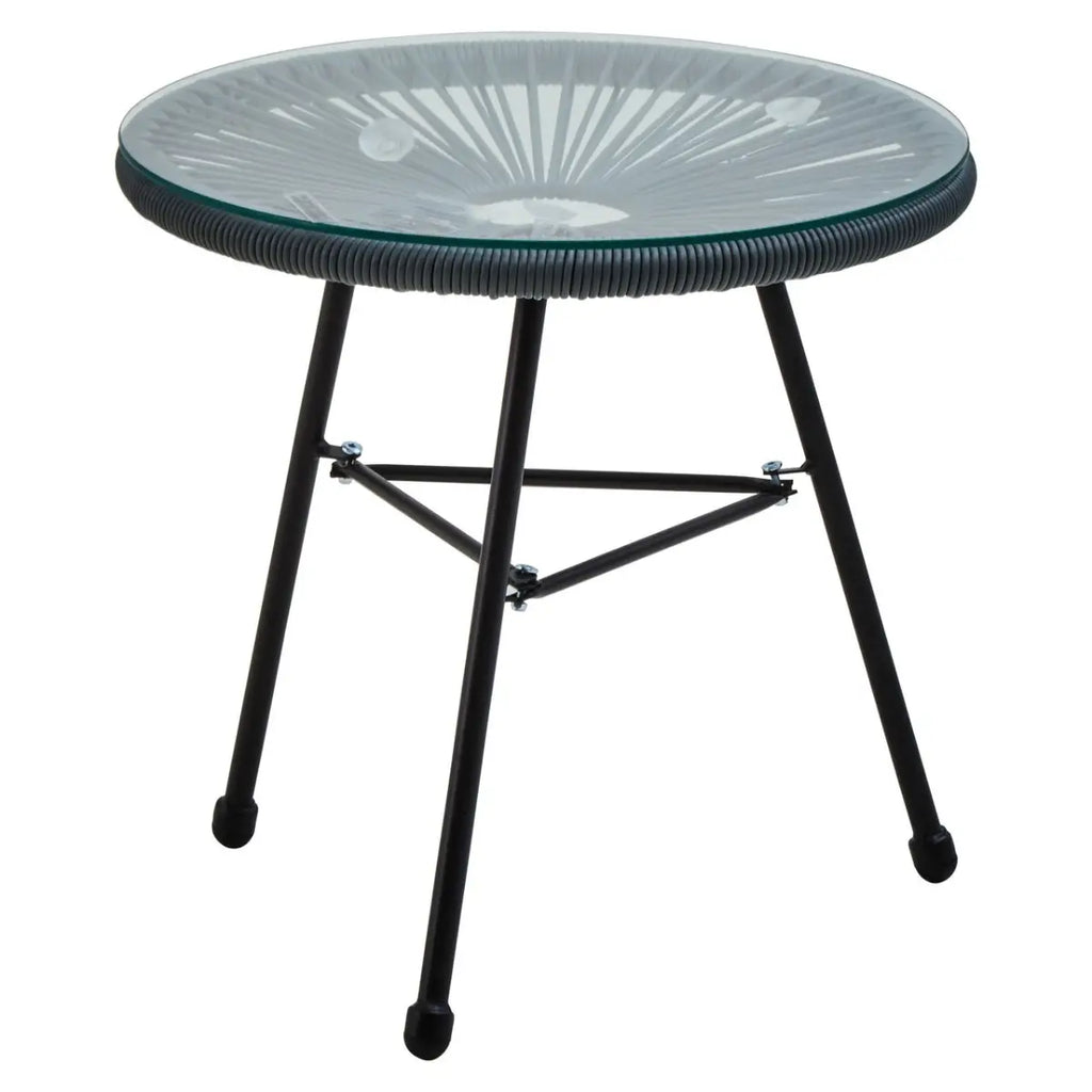 REGINA STUDIO Frank Grey Rattan And Steel 3-Piece Patio Set, 2 Chairs 1 Table
