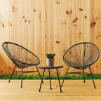 REGINA STUDIO Frank Grey Rattan And Steel 3-Piece Patio Set, 2 Chairs 1 Table