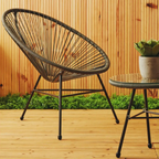 REGINA STUDIO Frank Grey Rattan And Steel 3-Piece Patio Set, 2 Chairs 1 Table