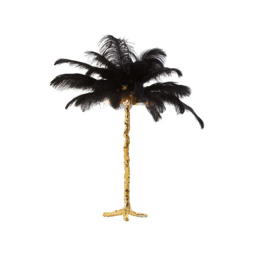 REGINA STUDIO Gaga Black Ostrich Feather Table Lamp