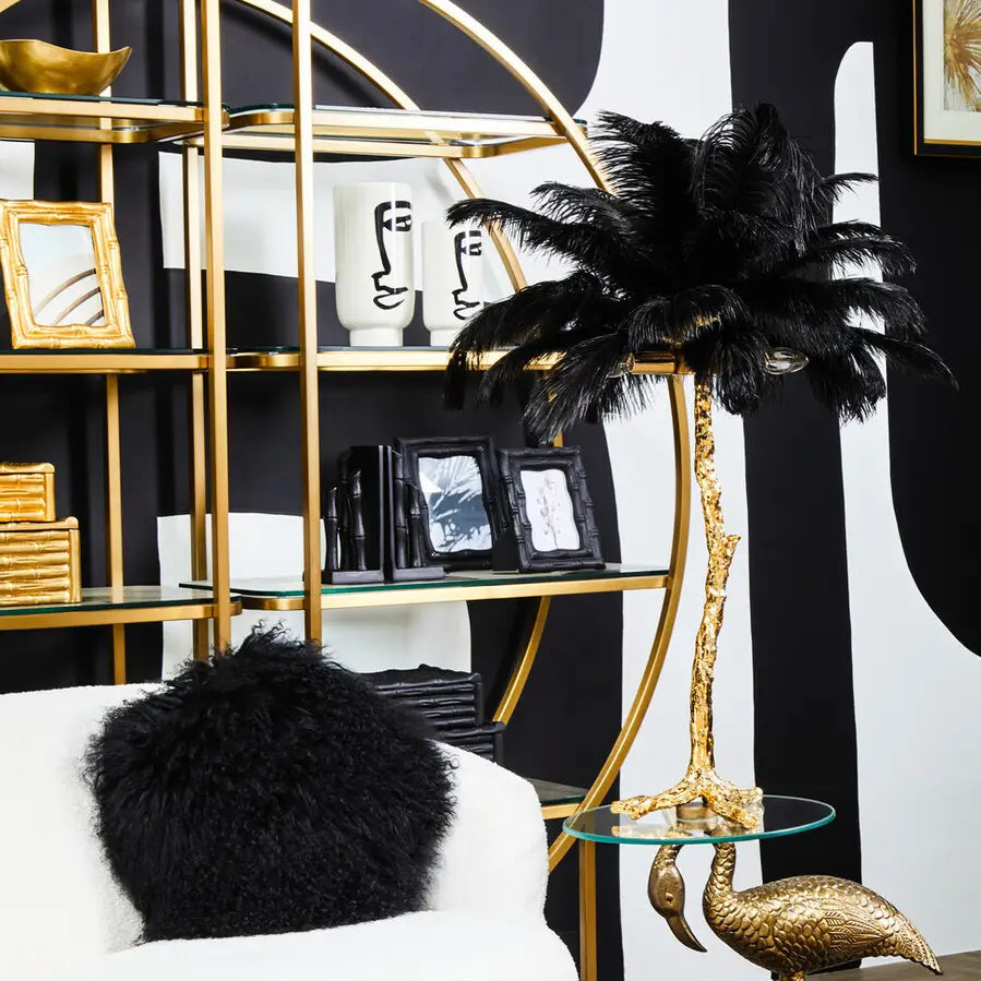 REGINA STUDIO Gaga Black Ostrich Feather Table Lamp