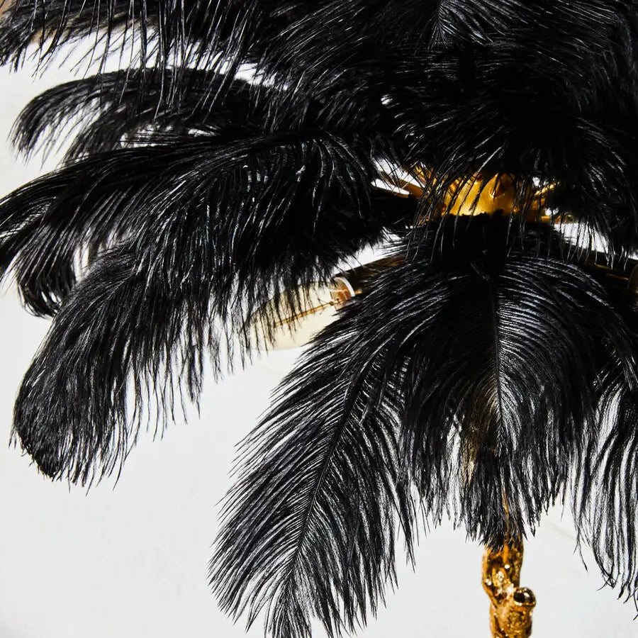 REGINA STUDIO Gaga Black Ostrich Feather Table Lamp