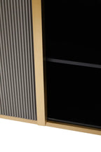 REGINA STUDIO Gatsby Grey 4-Door Sideboard With Black Marble Top and Gold Finish, 160 x 40 cm