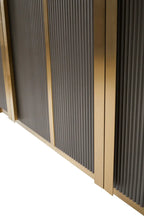 REGINA STUDIO Gatsby Grey 4-Door Sideboard With Black Marble Top and Gold Finish, 160 x 40 cm