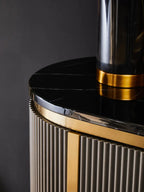 REGINA STUDIO Gatsby Grey 4-Door Sideboard With Black Marble Top and Gold Finish, 160 x 40 cm