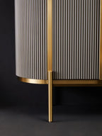 REGINA STUDIO Gatsby Grey 4-Door Sideboard With Black Marble Top and Gold Finish, 160 x 40 cm