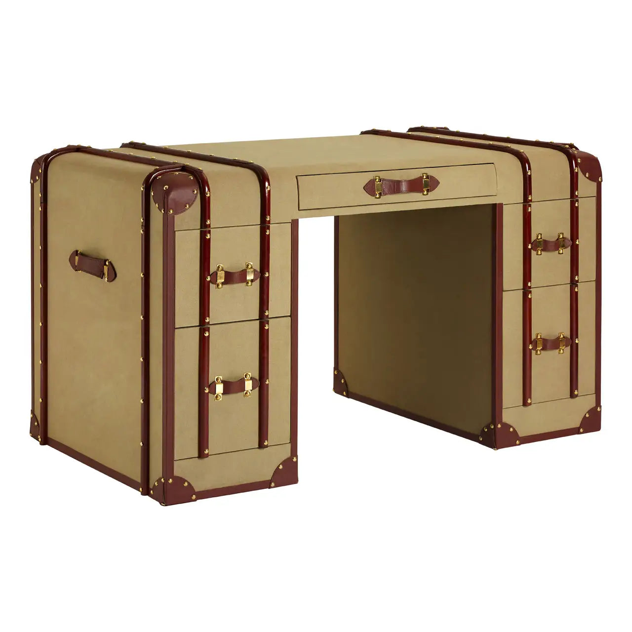 REGINA STUDIO Gulliver Leather Trim Canvas Desk, 135 x 80 cm