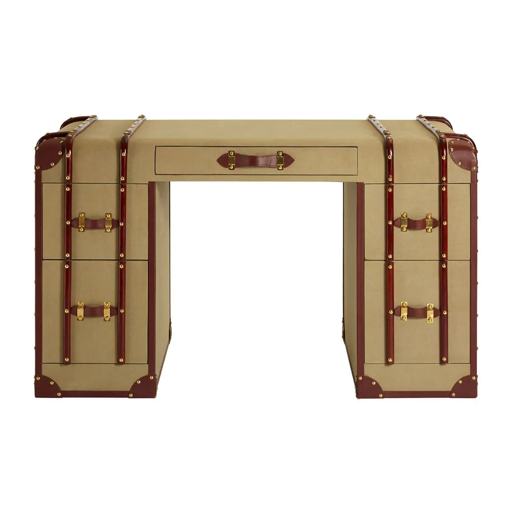 REGINA STUDIO Gulliver Leather Trim Canvas Desk, 135 x 80 cm