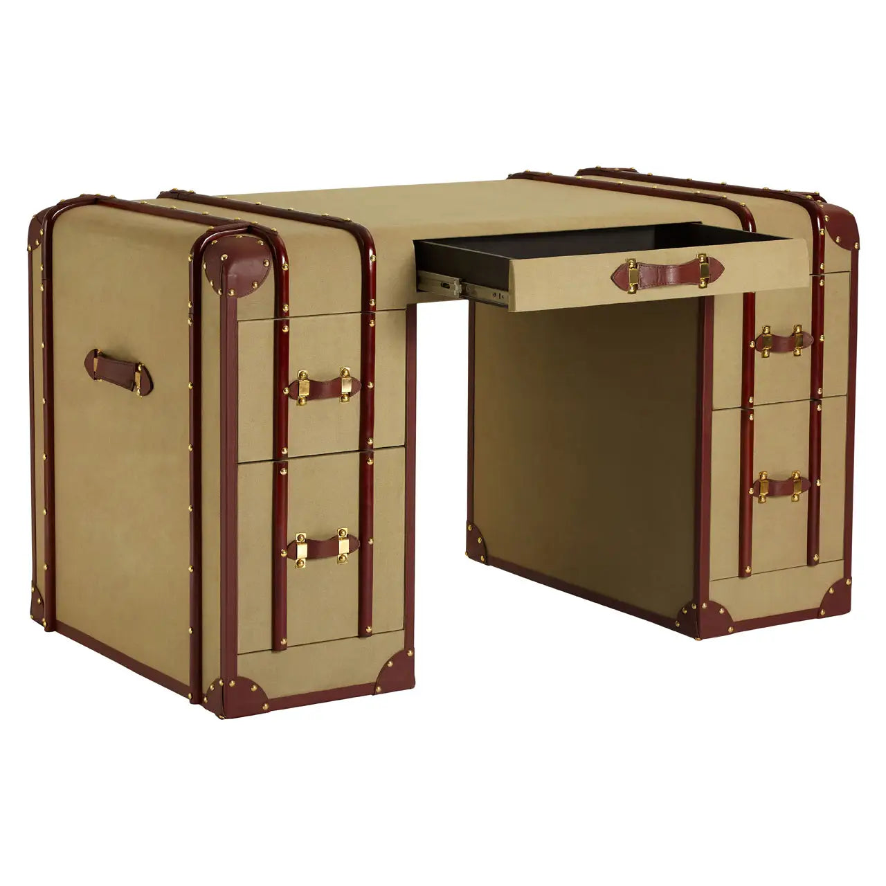 REGINA STUDIO Gulliver Leather Trim Canvas Desk, 135 x 80 cm
