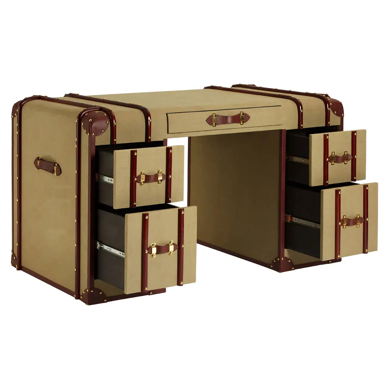 REGINA STUDIO Gulliver Leather Trim Canvas Desk, 135 x 80 cm