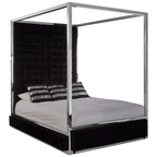 REGINA STUDIO Hollywood Black Velvet KING SIZE Four Poster Statement Bed