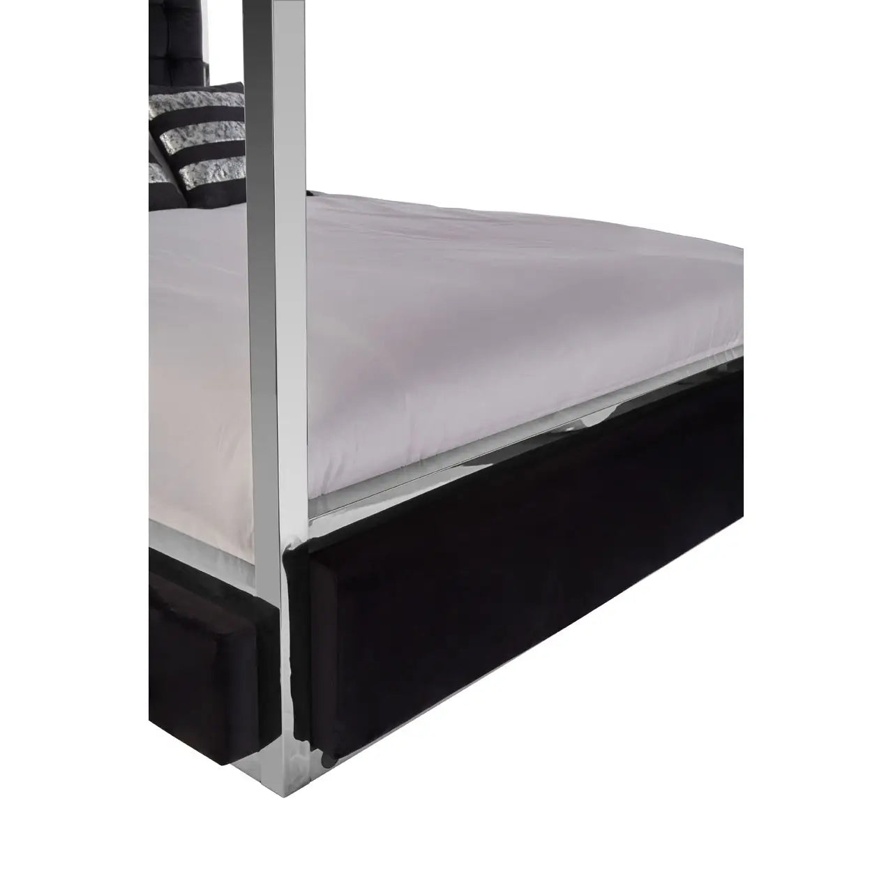 REGINA STUDIO Hollywood Black Velvet KING SIZE Four Poster Statement Bed