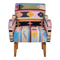 REGINA STUDIO Lima Multi-Coloured Fabric Accent Chair with Mango Wood Legs