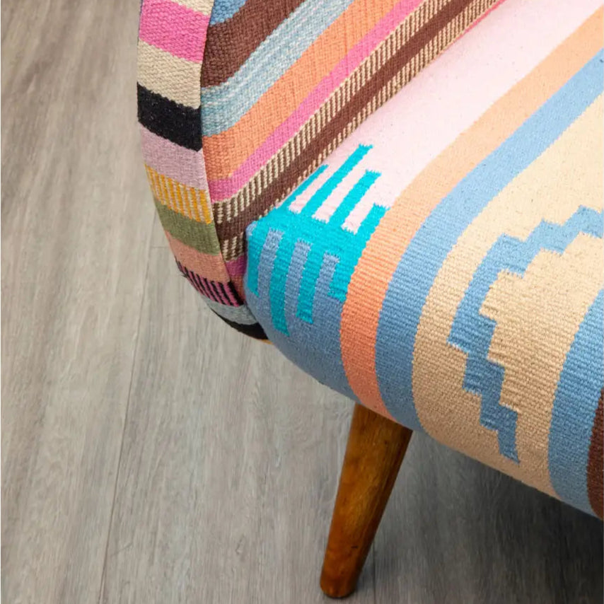 REGINA STUDIO Lima Multi-Coloured Fabric Accent Chair with Mango Wood Legs