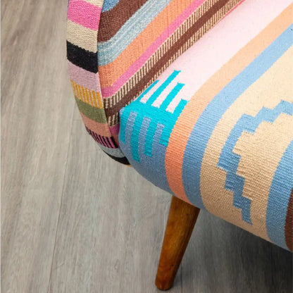 REGINA STUDIO Lima Multi-Coloured Fabric Accent Chair with Mango Wood Legs
