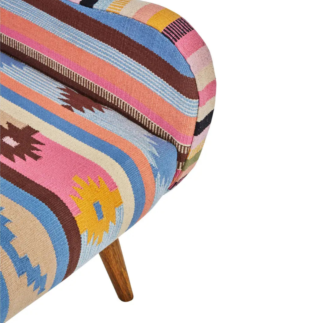 REGINA STUDIO Lima Multi-Coloured Fabric Accent Chair with Mango Wood Legs