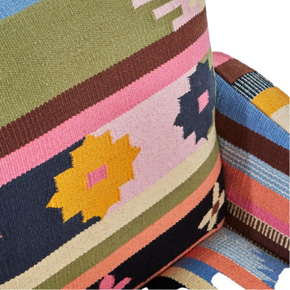 REGINA STUDIO Lima Multi-Coloured Fabric Accent Chair with Mango Wood Legs