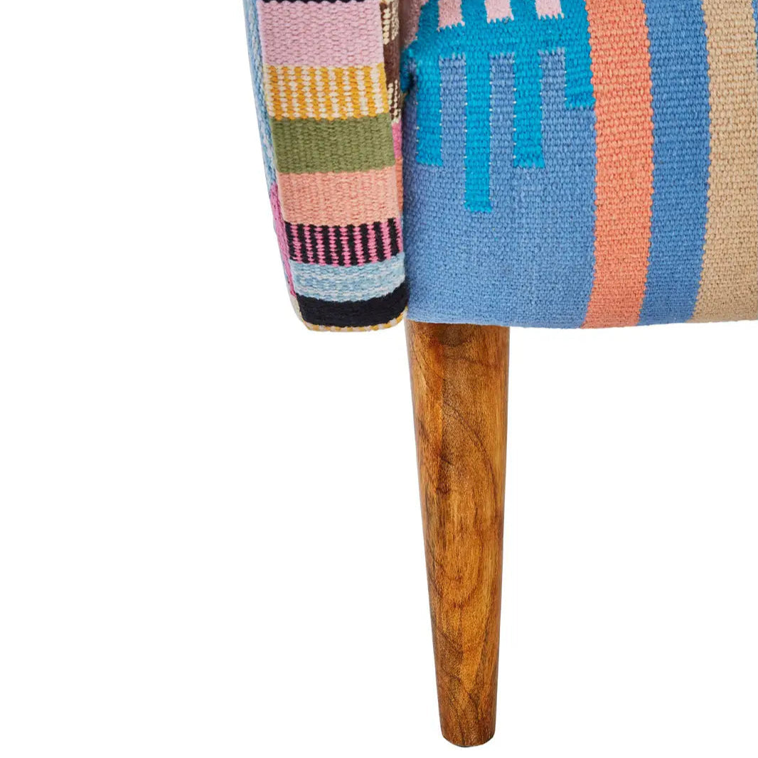 REGINA STUDIO Lima Multi-Coloured Fabric Accent Chair with Mango Wood Legs