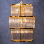 REGINA STUDIO London 3-Tier Gold Finish Glass Statement Chandelier