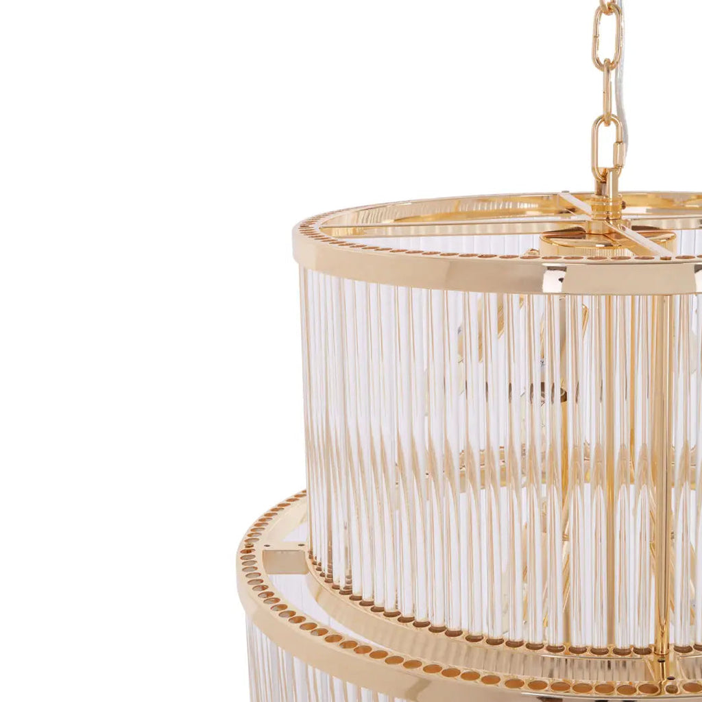 REGINA STUDIO London 3-Tier Gold Finish Glass Statement Chandelier