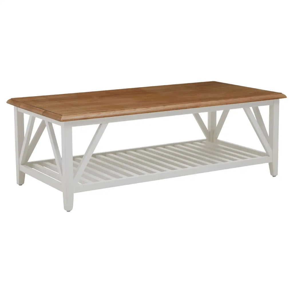 REGINA STUDIO Louis Natural Oak and Birch Coffee Table with White Base