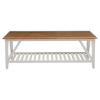 REGINA STUDIO Louis Natural Oak and Birch Coffee Table with White Base