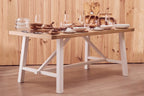 REGINA STUDIO Louis Natural Oak and Birch Rectangular Dining Table with White Base