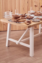 REGINA STUDIO Louis Natural Oak and Birch Rectangular Dining Table with White Base