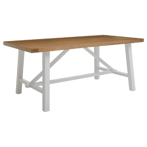 REGINA STUDIO Louis Natural Oak and Birch Rectangular Dining Table with White Base