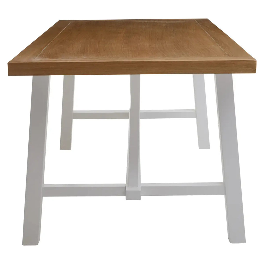 REGINA STUDIO Louis Natural Oak and Birch Rectangular Dining Table with White Base