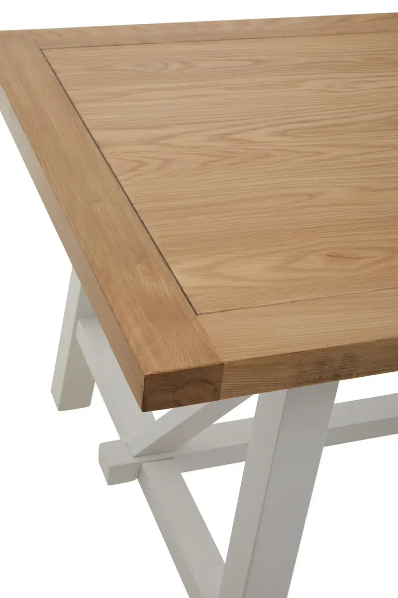 REGINA STUDIO Louis Natural Oak and Birch Rectangular Dining Table with White Base