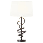REGINA STUDIO Matte Black Squiggle Table Lamp with White Linen Shade