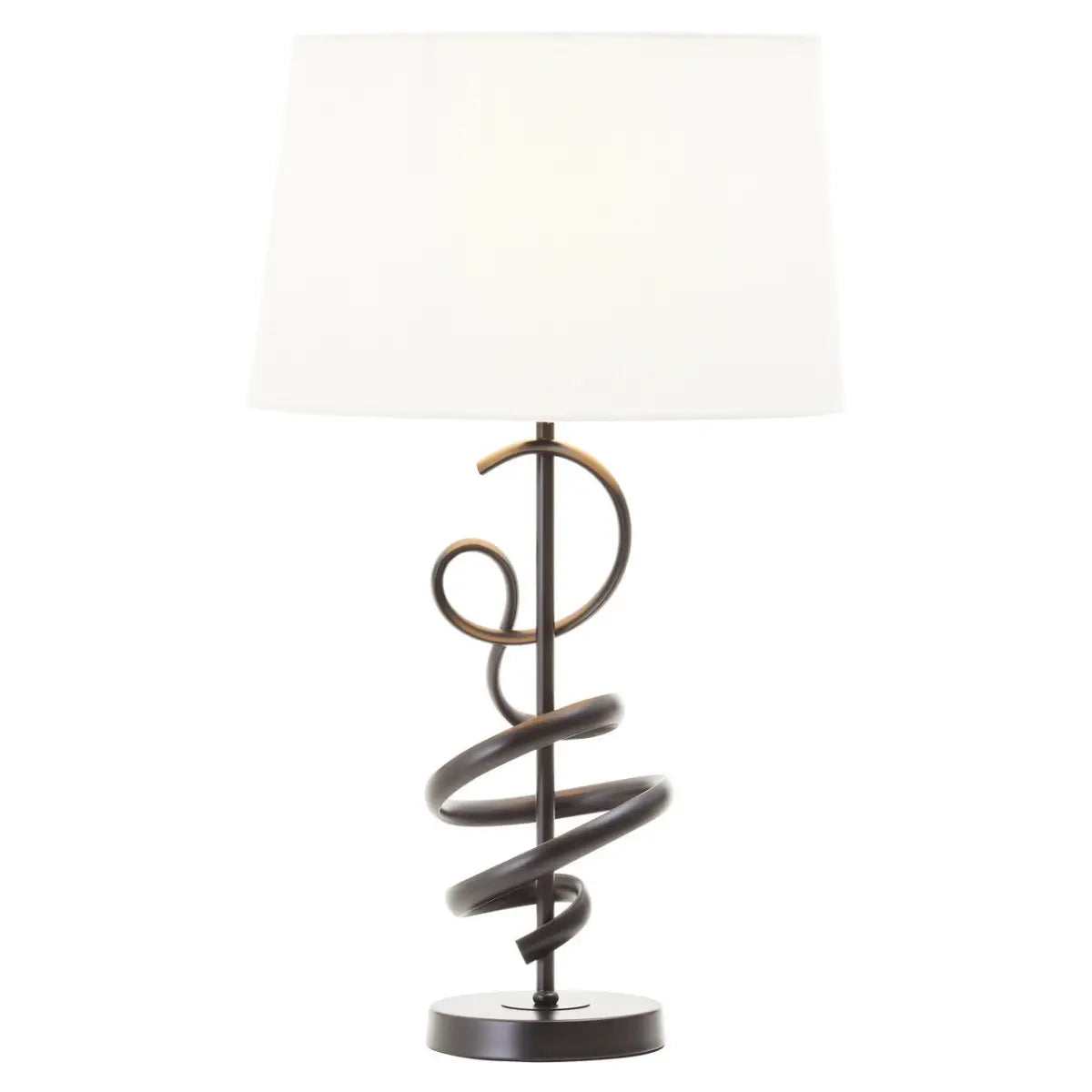 REGINA STUDIO Matte Black Squiggle Table Lamp with White Linen Shade