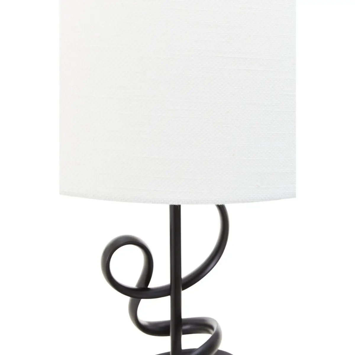 REGINA STUDIO Matte Black Squiggle Table Lamp with White Linen Shade